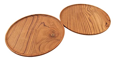 ANDALUCA Set of Two 13" Teak Wood Round Charger Plates for Staging, Dining, Décor, Kitchen (Set of 2 Plates) - Image 1
