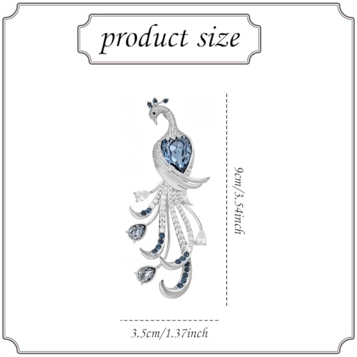 XFSAFDM Brooch Pin for Women, Elegant Blue Crystal Peacock Saree Pin, Safety Pin for Hijab Scarf and Dupatta, Brooch for Men, Fashion Accessory for Shirts and Dresses, Gift for Special Occasions - Image 2