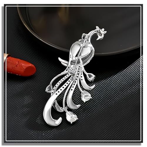XFSAFDM Brooch Pin for Women, Elegant Blue Crystal Peacock Saree Pin, Safety Pin for Hijab Scarf and Dupatta, Brooch for Men, Fashion Accessory for Shirts and Dresses, Gift for Special Occasions - Image 5