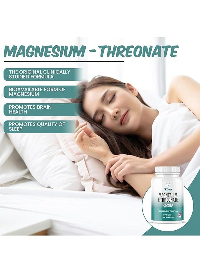 Vinco Supplements Magnesium L-Threonate Supplement ,Supports Brain Health and supports relaxation ,120 capsules - Made in The UK - Image 4