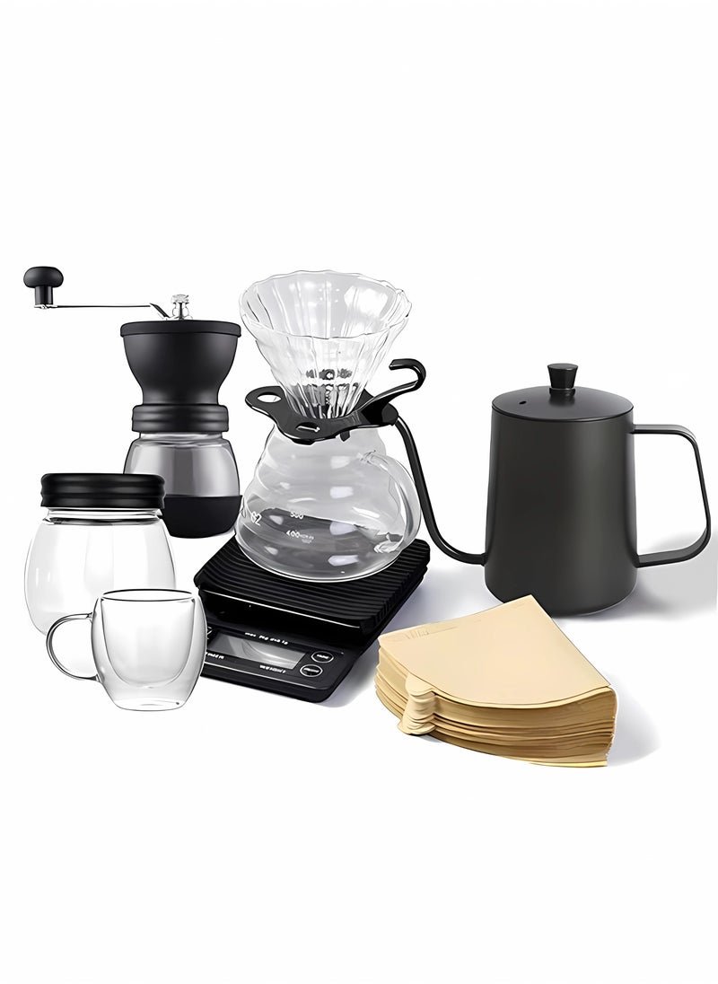 واميت ادوات V60  بالتنقيط، 8 قطعة من مجموعة أدوات ماكينة القهوة الاحترافية V60، مجموعة قهوة بالتنقيط للباريستا  - Image 1