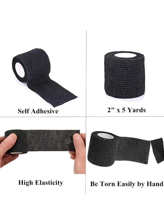 Cuken 12 Pack 2 Inch x 5 Yards Black Self Adhesive Bandage Breathable Cohesive Bandage Wrap Rolls Elastic Self-Adherent Tape for Stretch Athletic, Sports, Wrist, Ankle, Black - Image 3