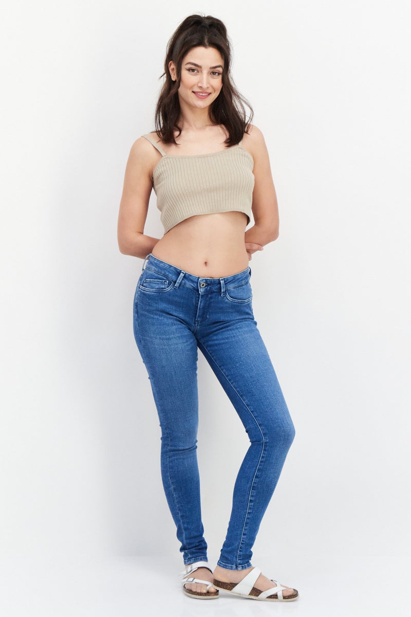 Pepe Jeans Women Skinny Fit Solid Stretchable Denim Jeans, Blue - Image 2