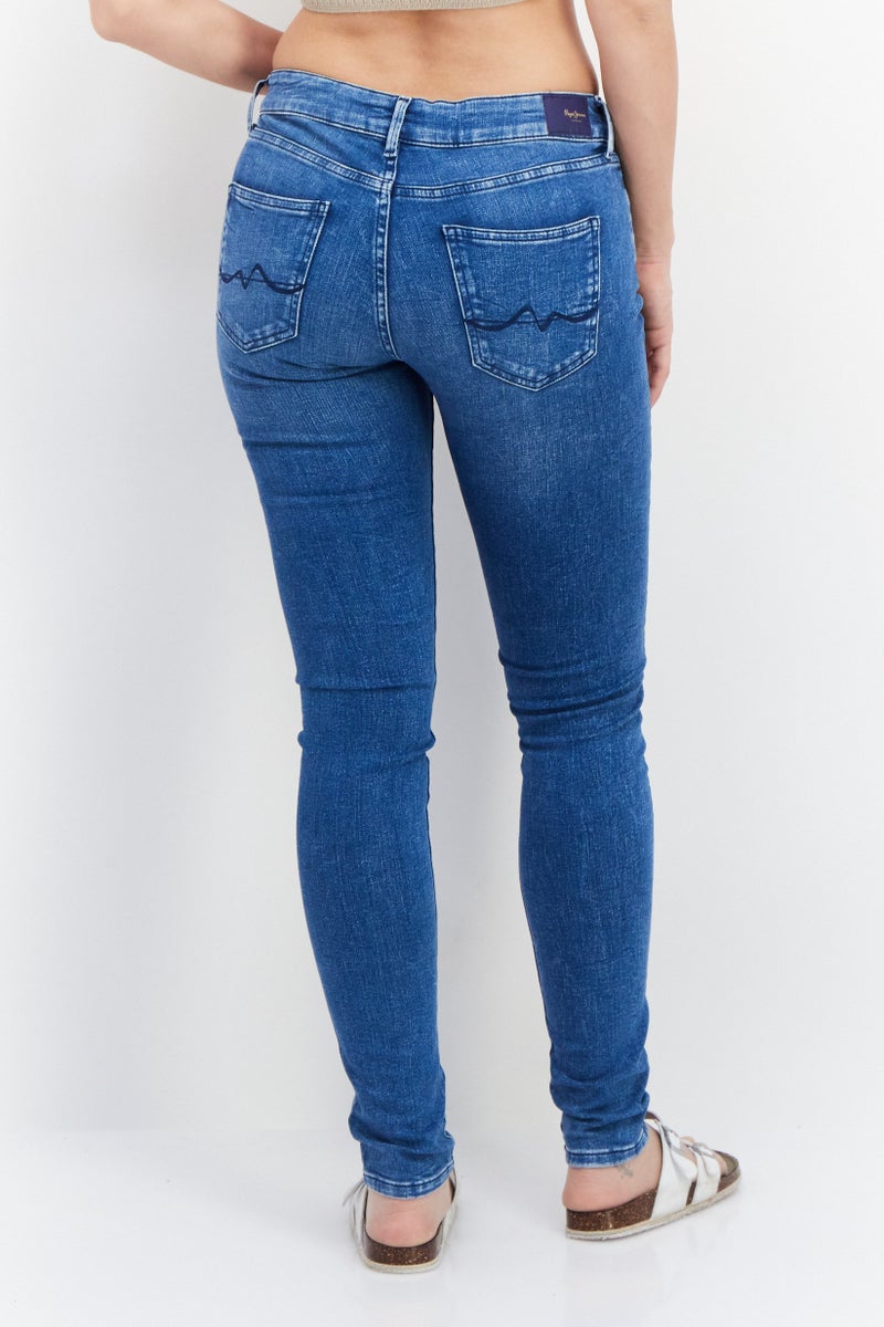 Pepe Jeans Women Skinny Fit Solid Stretchable Denim Jeans, Blue - Image 4