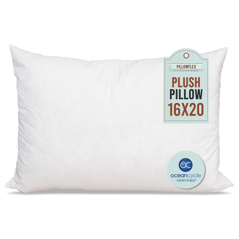 PILLOWFLEX Pillowflex Plush Pillow Insert  Ocean Bound New Life Synthetic Fiber Filling  16x20 Machine Washable Ultra Soft Throw Pillow Large Sham Bed Sleeping Pillow  1 Decorative Accent Form 