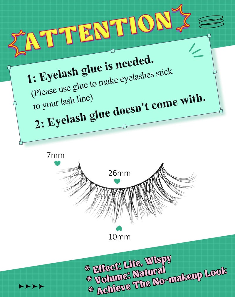 Onlyall Short Lashes Natural Eyelashes Wispy Lashes Small Eyelashes Natural Lashes False Lashes Fake Eyelashes for Beginners 10 Pairs D-M08 - Image 2