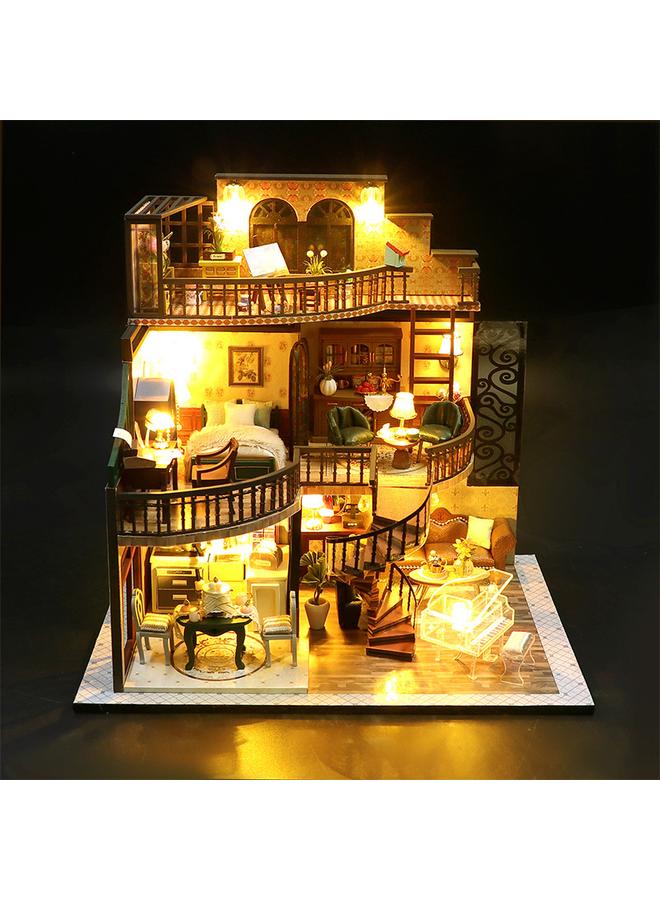 Bluejw European-style Diy Cabin Retro Doll House Building Dream High Pavilion Handmade Wooden Assembled Apartment Model Villa Gift - Image 2