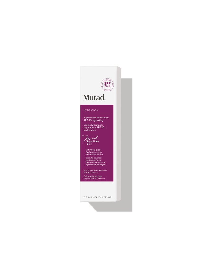 Murad مراد سوبر أكتيف SPF 50 مرطب 50 مل – حماية مكثفة للبشرة الجافة، حمض الهيالورونيك و SPF 50، درع غني بالرطوبة لتخفيف حساسية الأشعة فوق البنفسجية 50 مل - Image 3
