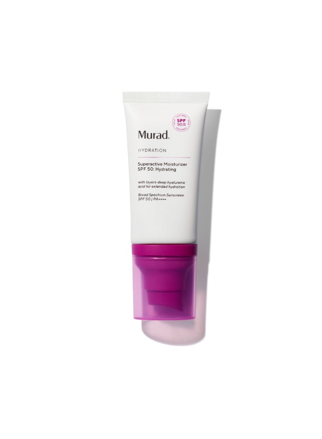 Murad مراد سوبر أكتيف SPF 50 مرطب 50 مل – حماية مكثفة للبشرة الجافة، حمض الهيالورونيك و SPF 50، درع غني بالرطوبة لتخفيف حساسية الأشعة فوق البنفسجية 50 مل - Image 2