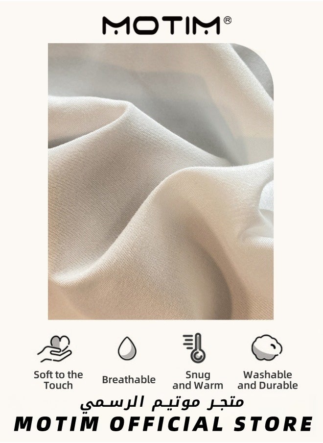 Motim 4 Piece Luxury Bedding Set Breathable Soft Fluffy Cooling Smooth Comfortable Silky Exquisite Washed Cotton Double Bed Set with 2 Matching Pillow Cases (220 x 240cm)  - Image 3