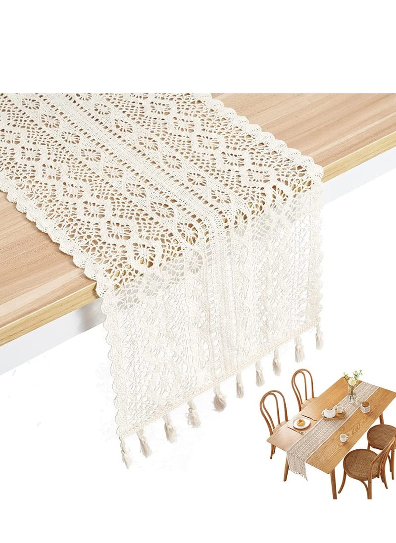 Generic Table Runners Long, Table Runner Rectangular, Lace Elegant Hollow Mesh Tablecloth for Rustic Boho Wedding, Valentine's Day, Baby Shower, Decoration Vintage  - Image 1
