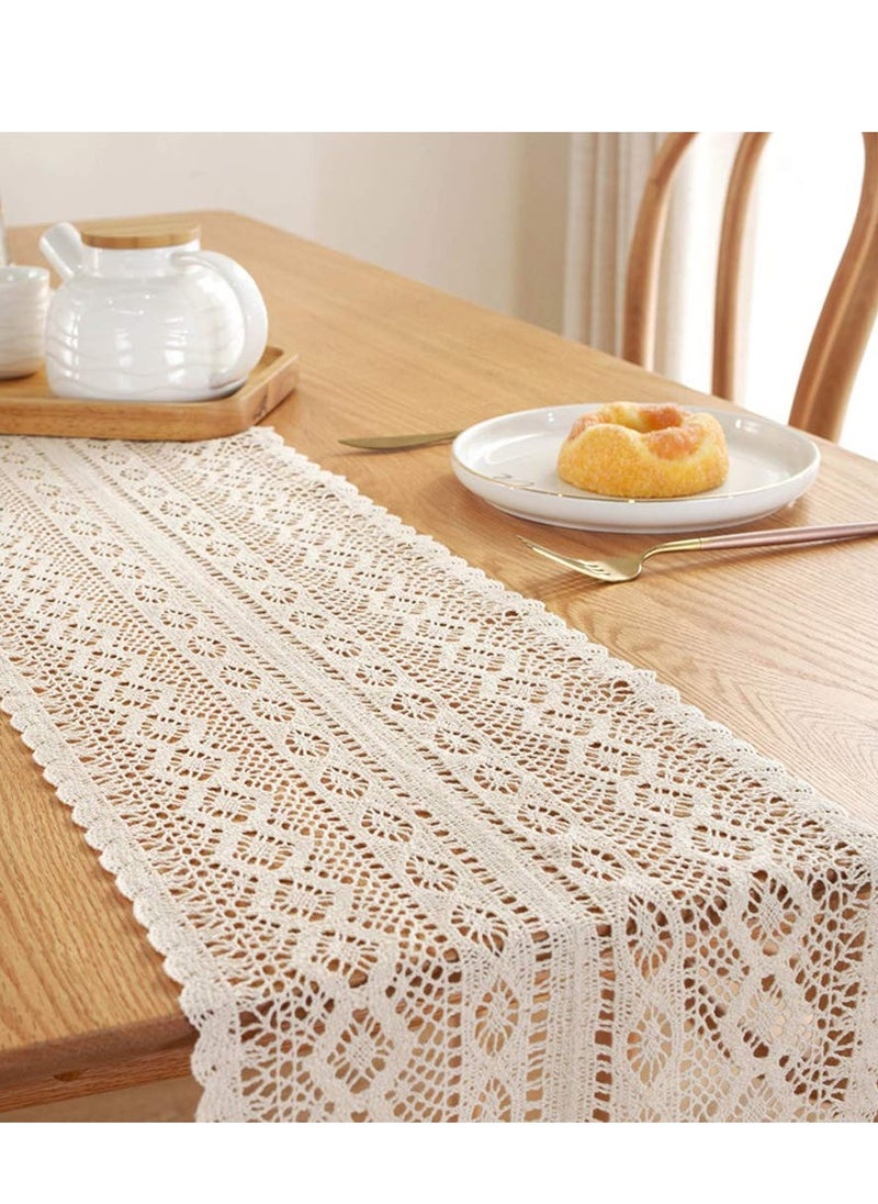 Generic Table Runners Long, Table Runner Rectangular, Lace Elegant Hollow Mesh Tablecloth for Rustic Boho Wedding, Valentine's Day, Baby Shower, Decoration Vintage  - Image 2