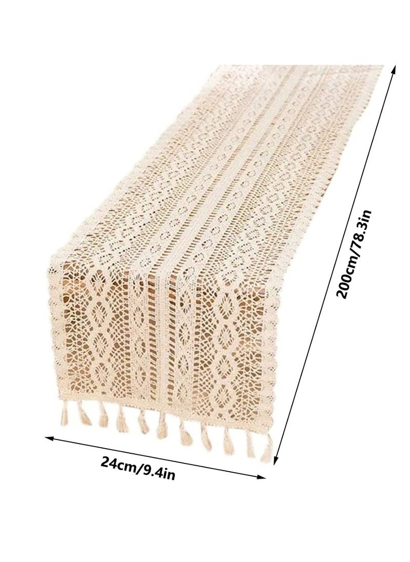 Generic Table Runners Long, Table Runner Rectangular, Lace Elegant Hollow Mesh Tablecloth for Rustic Boho Wedding, Valentine's Day, Baby Shower, Decoration Vintage  - Image 3
