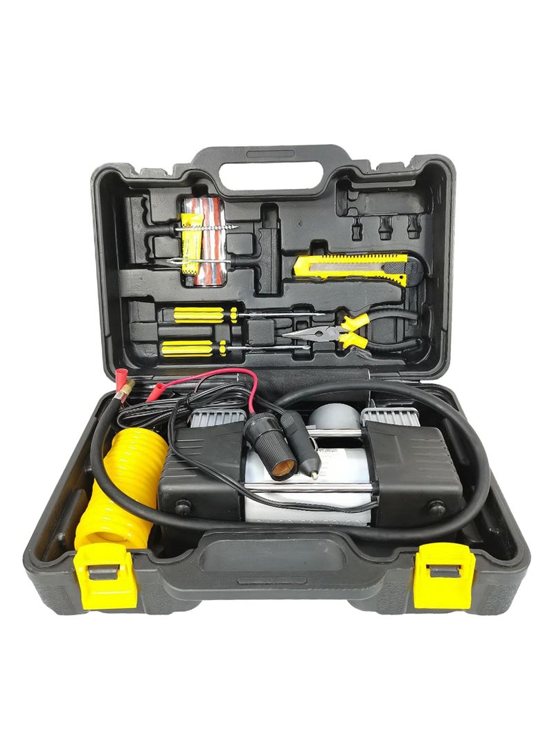 SAFARI Car Air Compressor With Tire Puncture Kit 2 Piston 12V 30A 150PSI 85L/Min Heavy Duty Air Pump Pressure Gauge With Box SF101 - Image 2