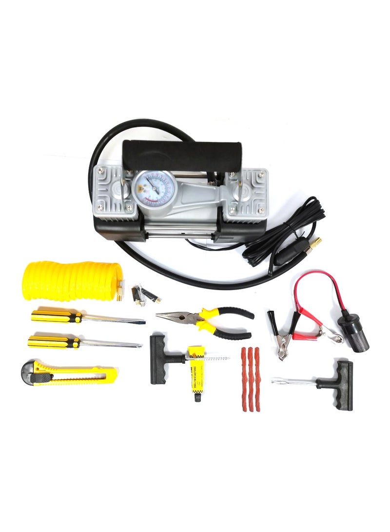 SAFARI Car Air Compressor With Tire Puncture Kit 2 Piston 12V 30A 150PSI 85L/Min Heavy Duty Air Pump Pressure Gauge With Box SF101 - Image 3