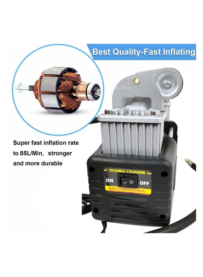 SAFARI Car Air Compressor With Tire Puncture Kit 2 Piston 12V 30A 150PSI 85L/Min Heavy Duty Air Pump Pressure Gauge With Box SF101 - Image 4