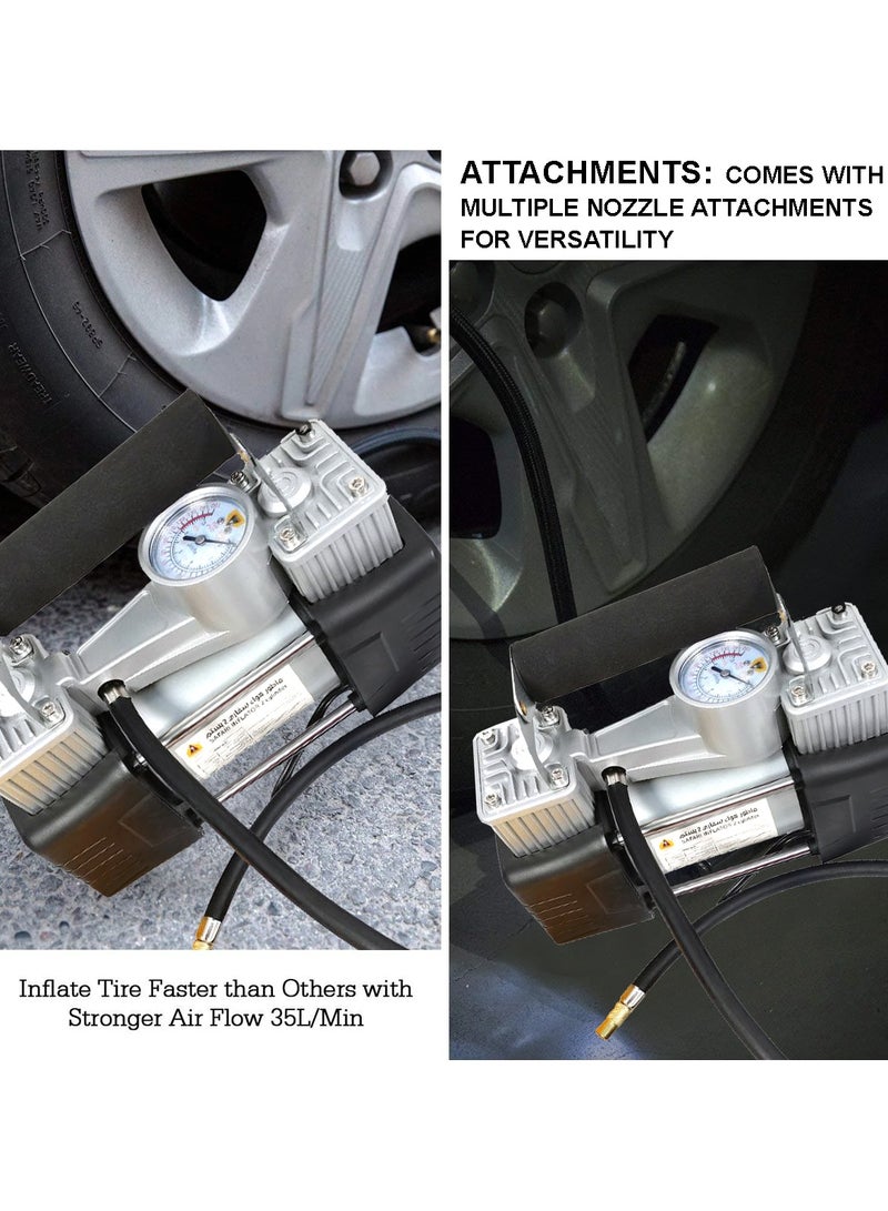 SAFARI Car Air Compressor With Tire Puncture Kit 2 Piston 12V 30A 150PSI 85L/Min Heavy Duty Air Pump Pressure Gauge With Box SF101 - Image 5