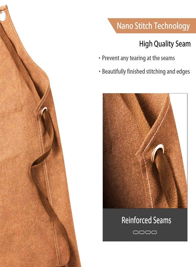 Ofrdncy Chef Aprons for Men Women with Large Pockets, Cotton Canvas Cross Back Heavy Duty Adjustable Work Apron - Image 3