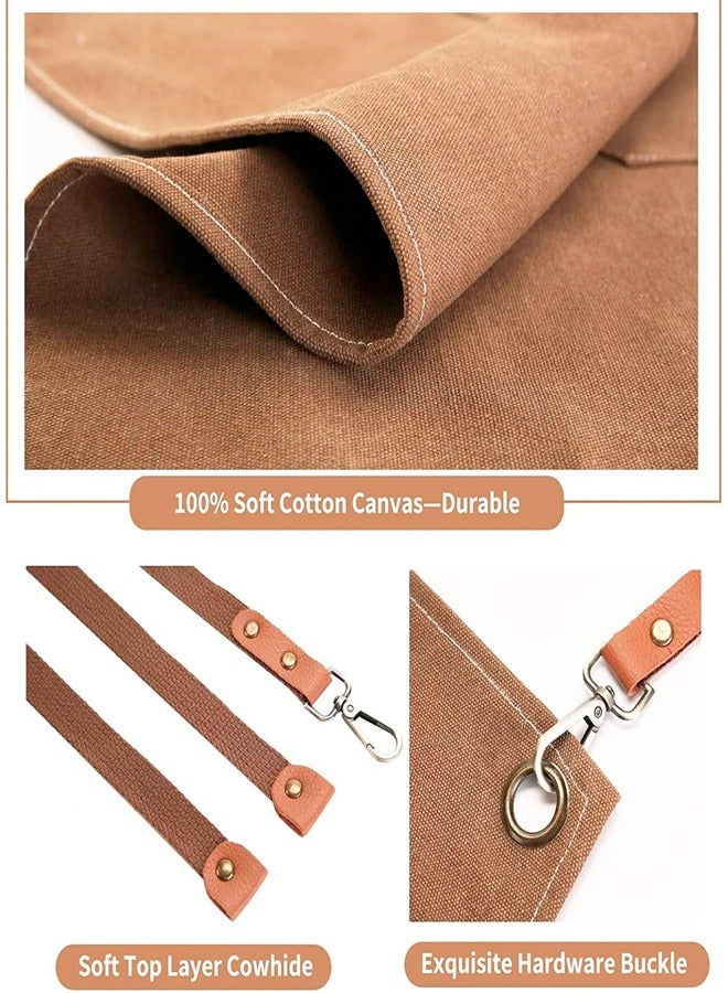 Ofrdncy Chef Aprons for Men Women with Large Pockets, Cotton Canvas Cross Back Heavy Duty Adjustable Work Apron - Image 4