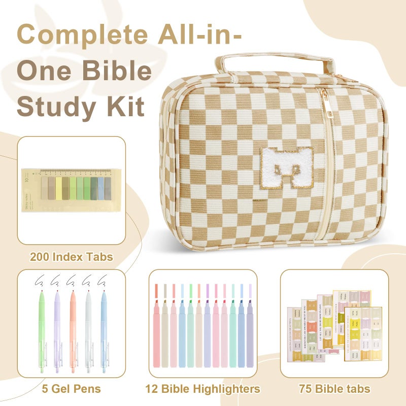 Iqimott Personalized Initial Bible Cover Case for Women Girls Kid - Large Quilted Bible Case with Handle, Stylish Chenille Letter Bag Study Supplies, Perfect Christmas Gifts for Christians Women (Pink Bow-E) - Image 3