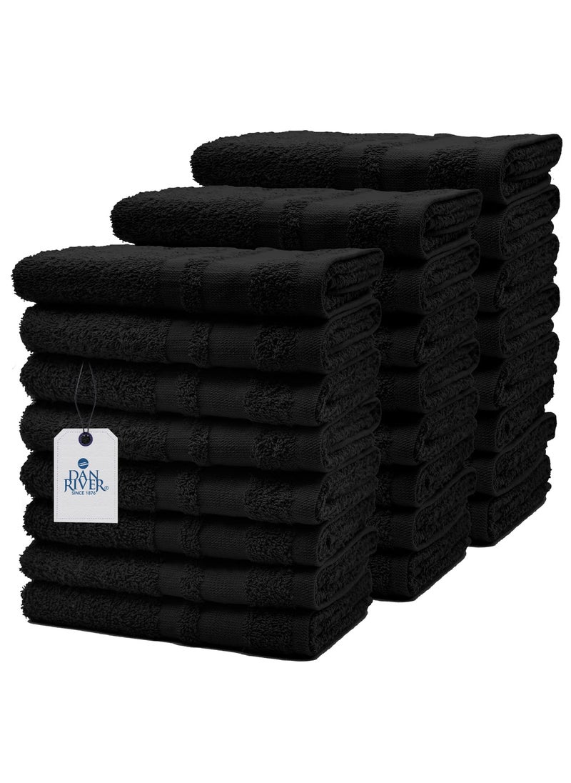 DAN RIVER Dan River 100 Cotton Salon Towels Set  16x26 inches Black Pack of 24 400 GSM  Highly Absorbent and QuickDry Towels for Hand Salon Spa Beauty Gyms and Home Hair Care 