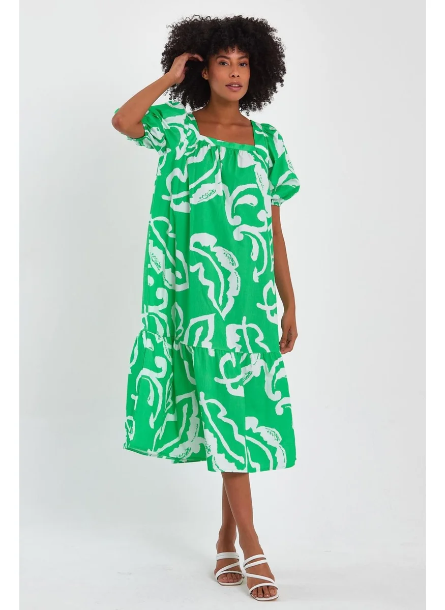 Alexander Gardi Patterned Square Neck Dress (B23-004)