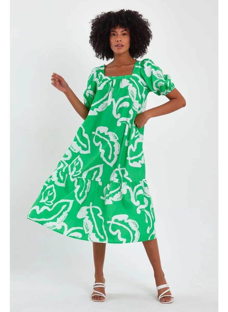 Alexander Gardi Patterned Square Neck Dress (B23-004)