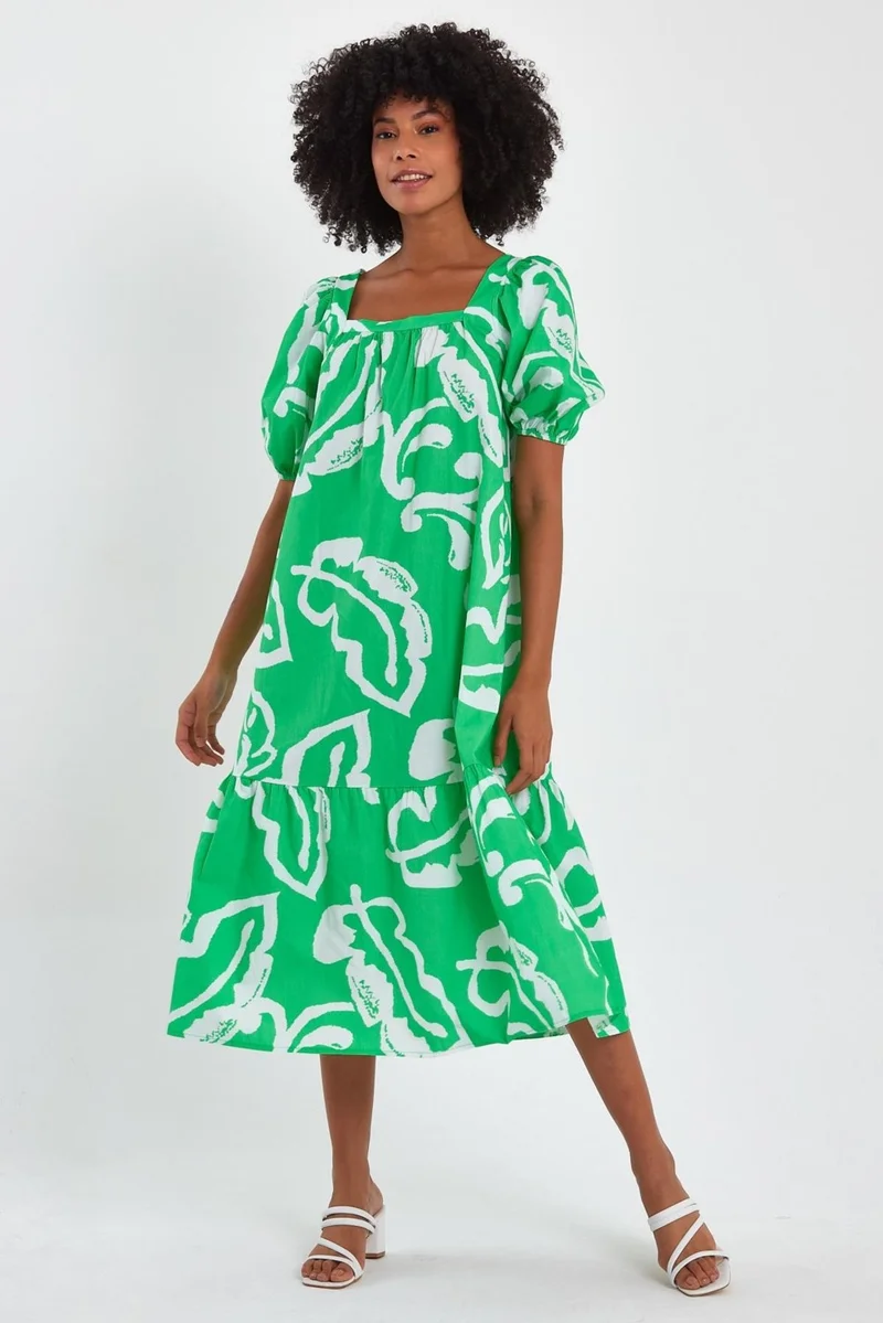 الكسندر جاردي Patterned Square Neck Dress (B23-004)