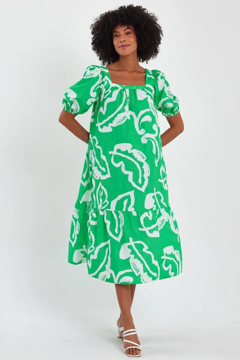 الكسندر جاردي Patterned Square Neck Dress (B23-004)