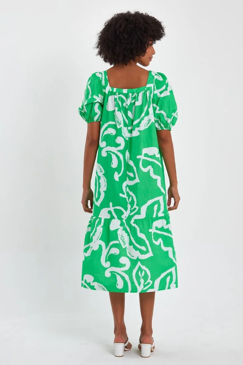 الكسندر جاردي Patterned Square Neck Dress (B23-004)