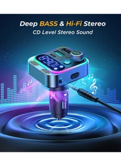 JOYROOM Bluetooth 5.3 Fm Transmitter For Car Joyroom Wireless Radio Adapter Stronger Dual Mics & Bass Boost Pd30W & Qc3.0 Bluetooth Car Adapter Clear Hands Free Calling Aux Output & U Disk  - Image 4