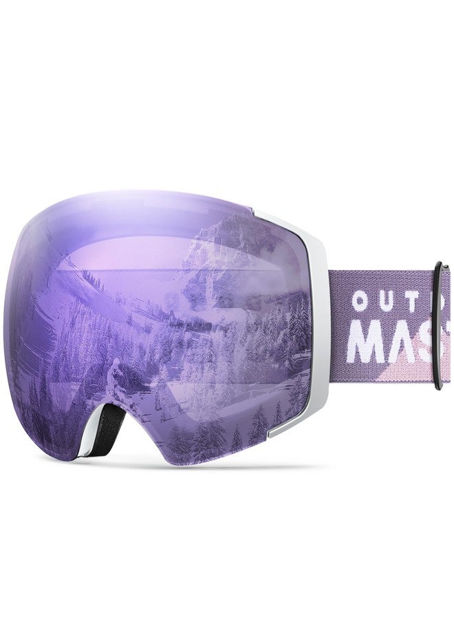 اوت دور ماستر نظارات التزلج OutdoorMaster PRO - بدون إطار، عدسات قابلة للتبديل، حماية 100% من الأشعة فوق البنفسجية UV400، نظارات ثلج للرجال والنساء (عدسات بنفسجية مستقطبة VLT40%) - Image 1