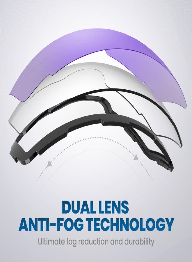 اوت دور ماستر نظارات التزلج OutdoorMaster PRO - بدون إطار، عدسات قابلة للتبديل، حماية 100% من الأشعة فوق البنفسجية UV400، نظارات ثلج للرجال والنساء (عدسات بنفسجية مستقطبة VLT40%) - Image 4