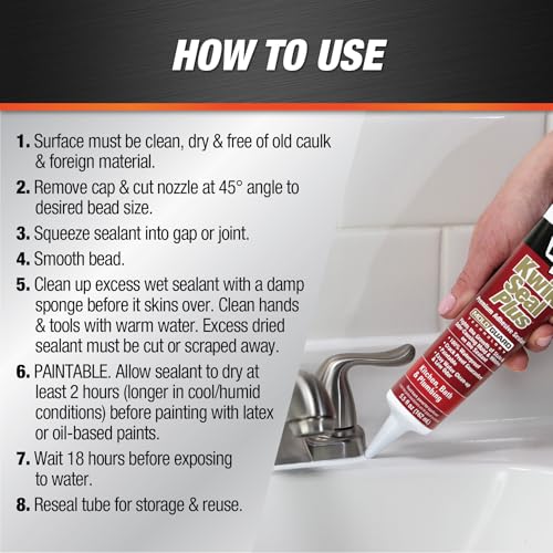 DAP Kwik Seal Plus Kitchen & Bath Adhesive Sealant, Biscuit, 5.5 Oz (7079818539) - Image 3