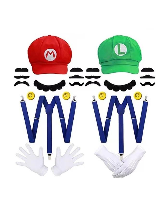 Super Brother Mario and Luigi Costume Accessories Set Video Game Role Cosplay Kits Mario Dress Up Set For Party Cosplay - Image 1