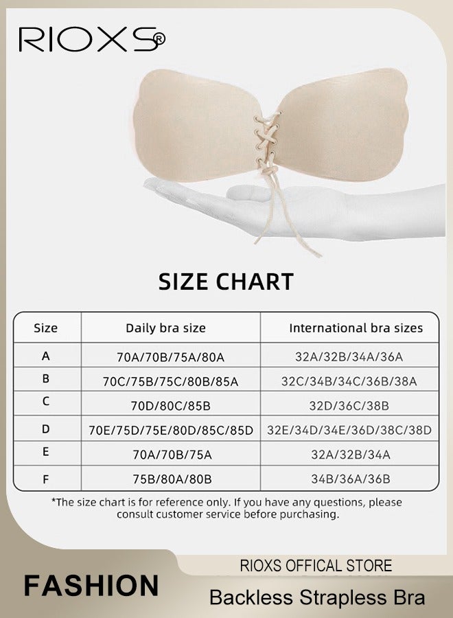 ريوكس حمالة صدر نسائية غير مرئية، حمالة صدر عميقة على شكل V لاصقة بلا حمالة بلا حمالة، حمالة صدر مريحة/رفع/خلف بلا حمالة الصدر قابلة لإعادة الاستخدام، حمالة صدر للسيدات Breathable Strapless حمالة الصدر - Image 3