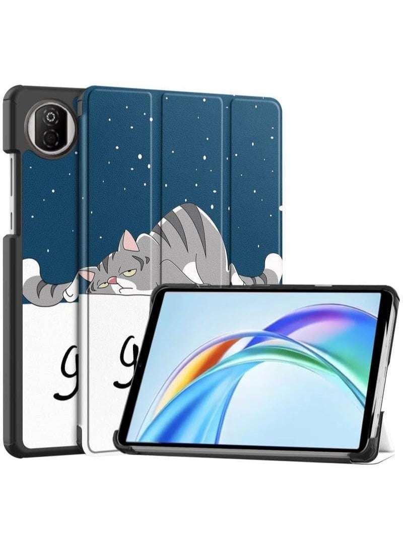 حافظة جلدية متوافقة مع Honor Pad X7 مقاس 8.7 بوصة 2025، غلاف صلب خفيف الوزن نحيف واقي مع قاعدة متعددة الزوايا ووظيفة الاستيقاظ/النوم التلقائي (قطة)