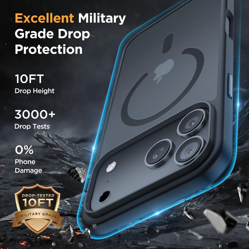 Miracase Magnetic for iPhone 17 Pro Max Case with Screen Protector [Compatible with MagSafe] Slim Thin Phone Case Military-Grade Protected for 17 ProMax Cover Bumper 6.9", Black - Image 5