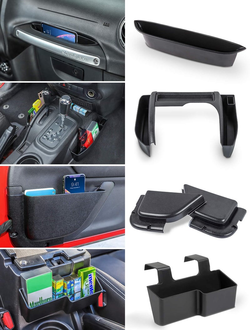 Savadicar 4 Pack Center Console Organizer, Interior Storage Accessories for 2011-2018 Jeep Wrangler JK JKU, Maximize in-car Space with ABS Storage Kits, Black - Image 1