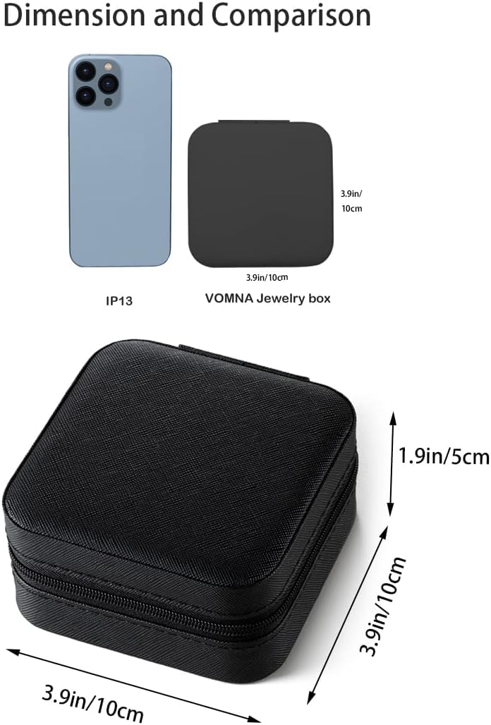 Jig-Tik Faux Leather Mini Jewelry Travel Case,Small Travel Jewelry Organizer,Portable Jewelry Box Travel Mini Storage Organizer Portable (1, JKE1-JewelryBlack) - Image 4