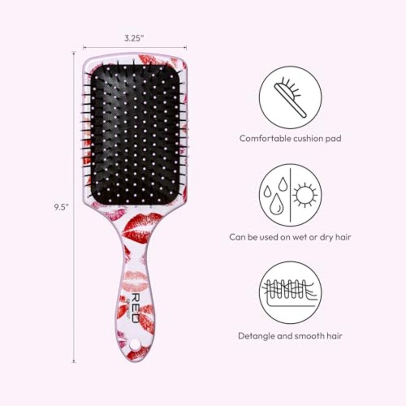 Red by Kiss Designed Brush, Easy Hair Detangling and Styling, Scalp Massage and Smoothing Hairbrush, Comfortable Cushion Pad, Wet Dry Hair - Image 3