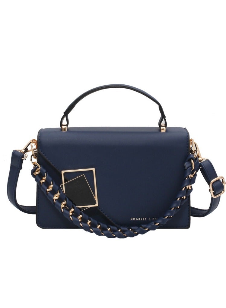 ارواق حقيبة يد مربعة أنيقة مزينة بزخارف معدنية، بسعة كبيرة، خفيفة الوزن، محمولة، محفظة صغيرة بغطاء سلسلة، حقيبة مربعة صغيرة للنساء مزينة بزخارف معدنية وسلسلة للفتيات - Image 1