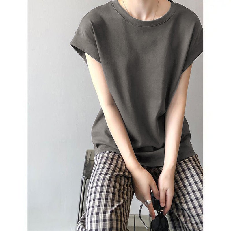 Korean-Style Hong Kong-Style Elegant All-Match Women'S Sleeveless Vest Top Design Sense Side Anti-Glare T-Shirt - Image 5