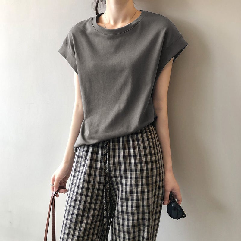 Korean-Style Hong Kong-Style Elegant All-Match Women'S Sleeveless Vest Top Design Sense Side Anti-Glare T-Shirt - Image 4