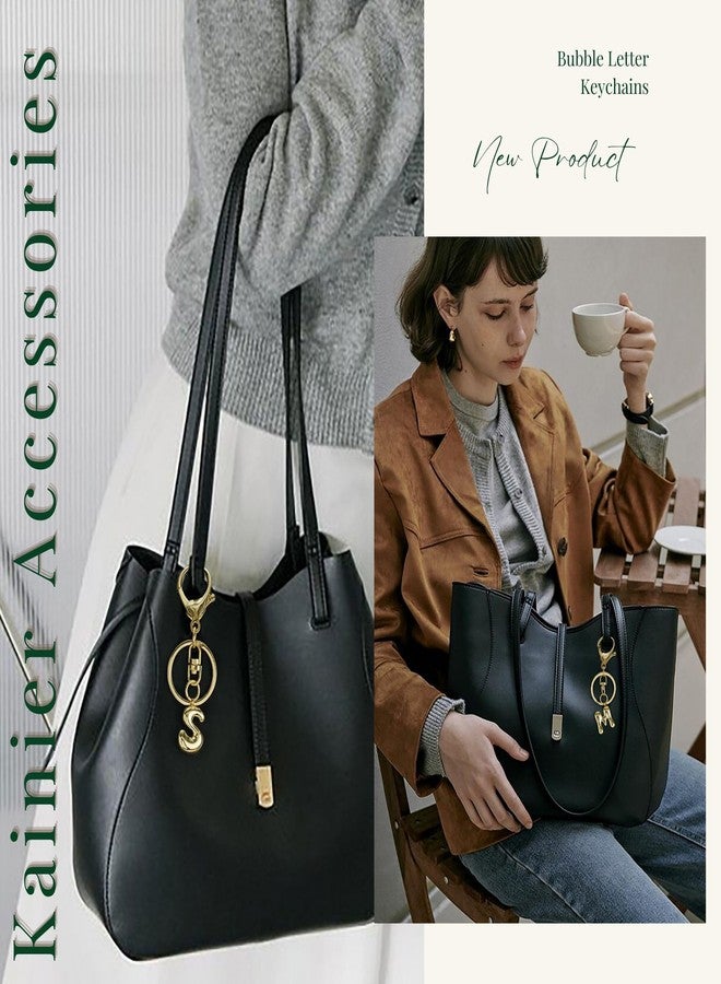 Kainier Gold Bubble Initial Keychain for Women Bag Charm Purse Key Alphabet Handbags Pendant Accessories Gift - Image 3