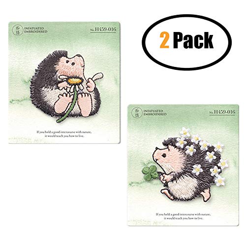 ZOOPOLR 2 Pcs Hedgehog Iron On Patches for Backpacks, Hats, DIY Sew on Applique Patch, Vintage Embroidered Patches for Repair Clothes, Jackets, Jeans - Image 3