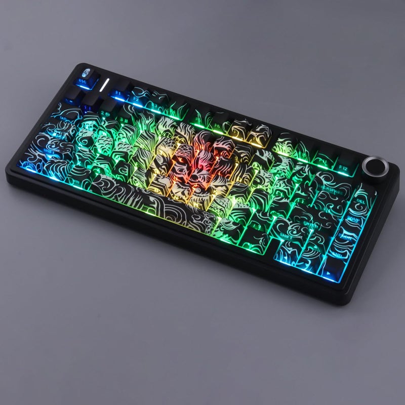 Tsungup Shine Through PBT Keycaps,138 Keys Custom Cool Dragon Pattern Side Printed Keycaps,Cherry Profile Key Caps Keyboard Keycap Set for 60% 65% 75% 80% 100% MX Switches Mechanical Keyboard(Black) - Image 3