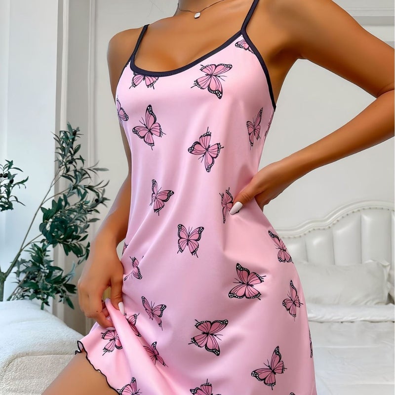 طقم بيجامة نسائي بدون أكمام مطبوع - Image 1