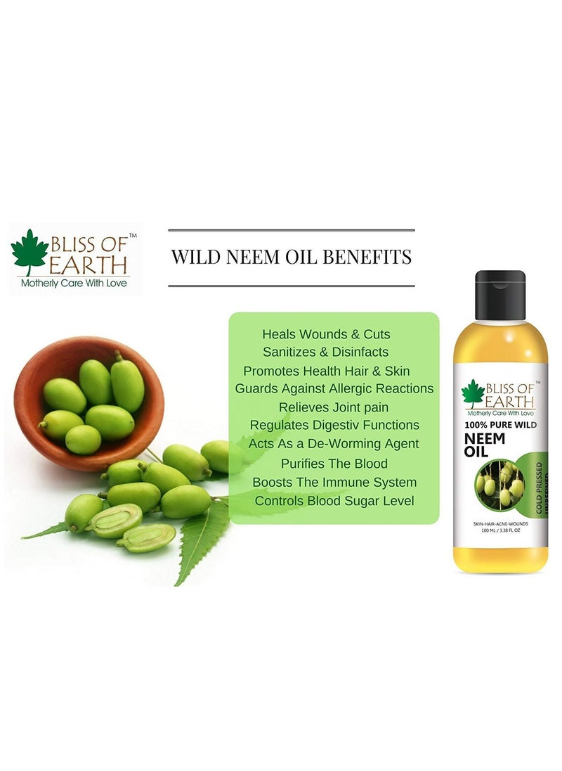BLISS OF EARTH 100% Pure Neem Oil 100ml Coldpressed Unrefined Great for Haircare Skincare Natural Bug Repellent  - Image 5