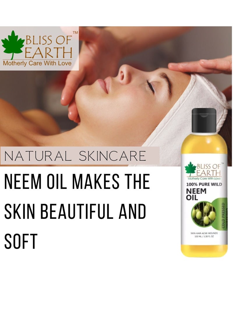 BLISS OF EARTH 100% Pure Neem Oil 100ml Coldpressed Unrefined Great for Haircare Skincare Natural Bug Repellent  - Image 3